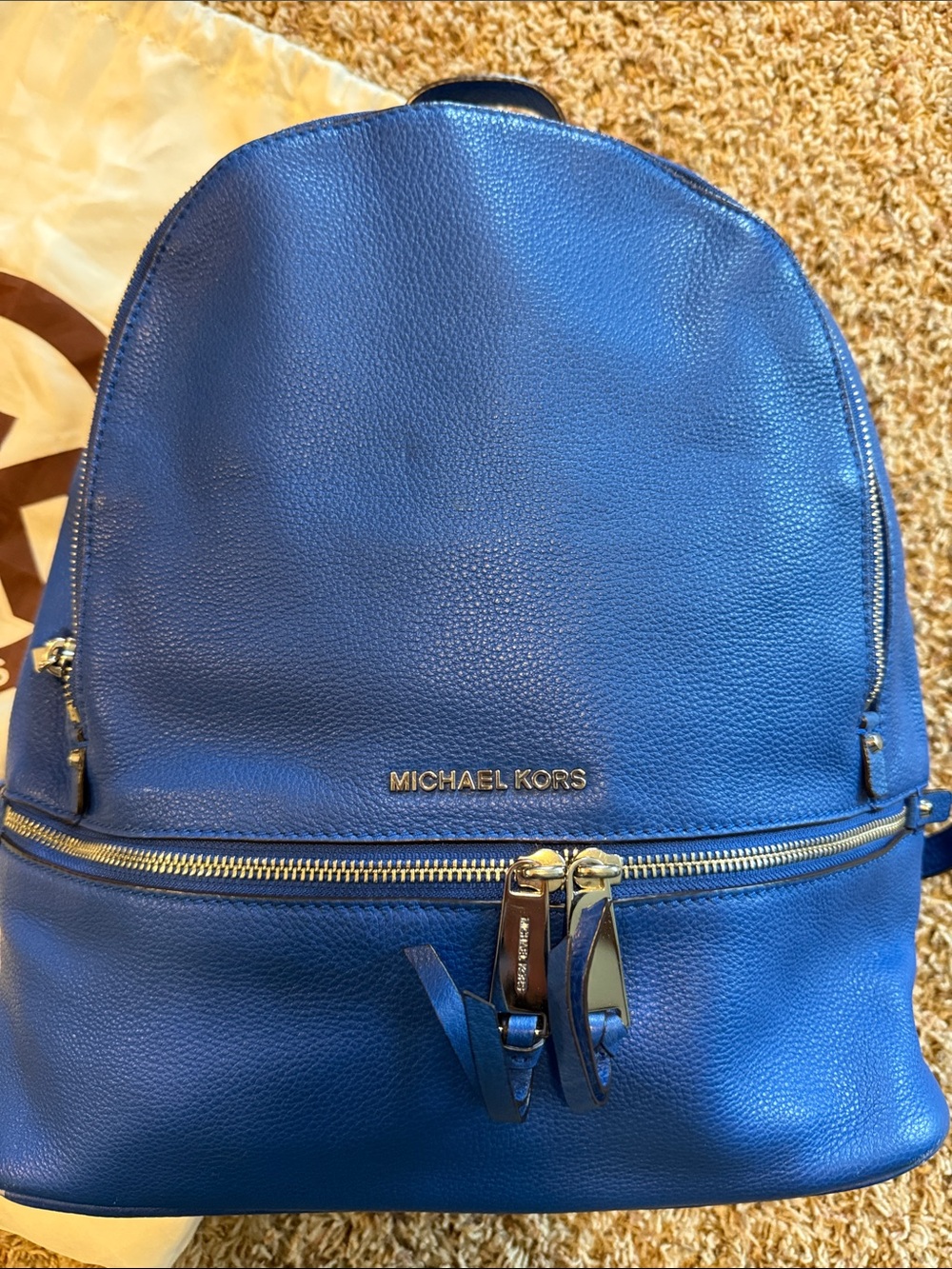 Michael Kors Royal Blue Leather Backpack - Picture 2 of 9